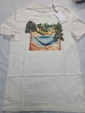Men's Printed Graphic T-Shirt Goodfellow & Co Ivory Tree & Hammock Size Medium